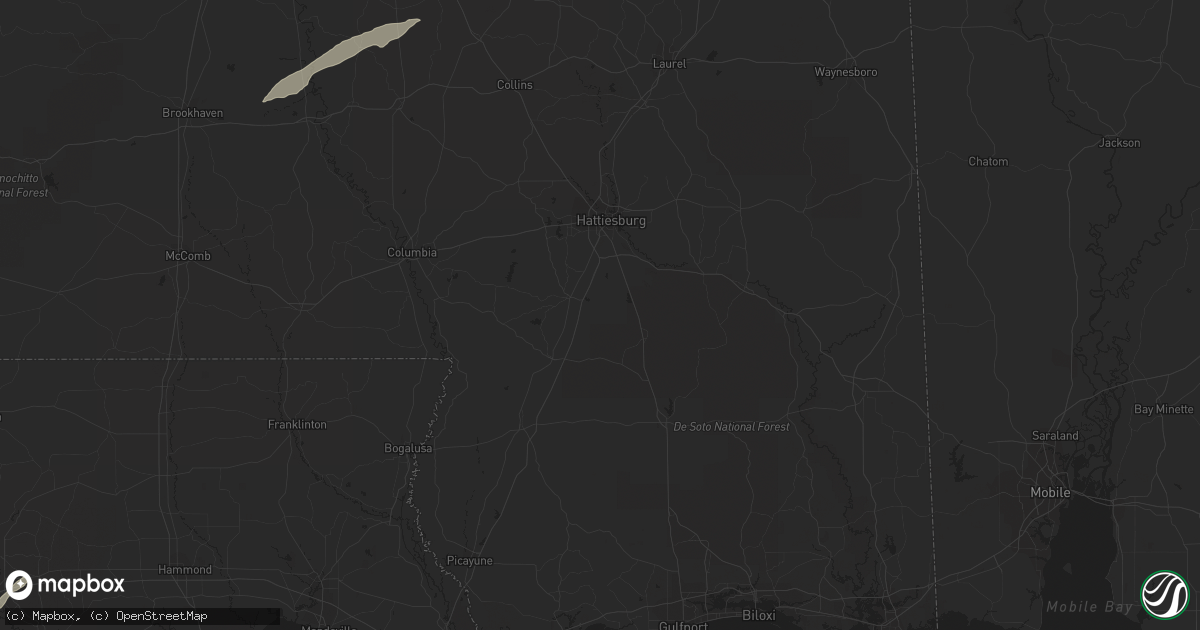 Hail map in Newhebron, MS on December 14, 2022