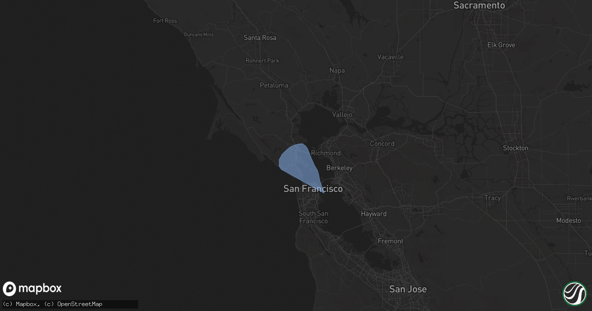 Hail map in Corte Madera, CA on December 14, 2024