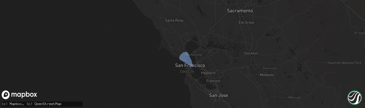 Hail map in Greenbrae, CA on December 14, 2024