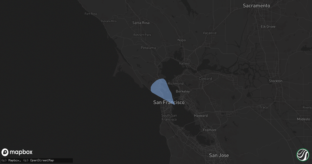 Hail map in Greenbrae, CA on December 14, 2024