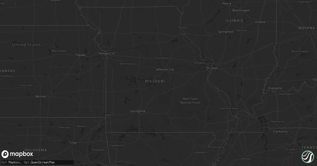 Hail map in Missouri on December 14, 2024