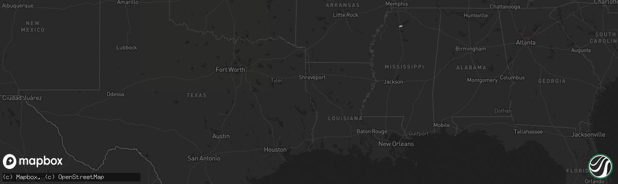 Hail map in Mississippi on December 15, 2012