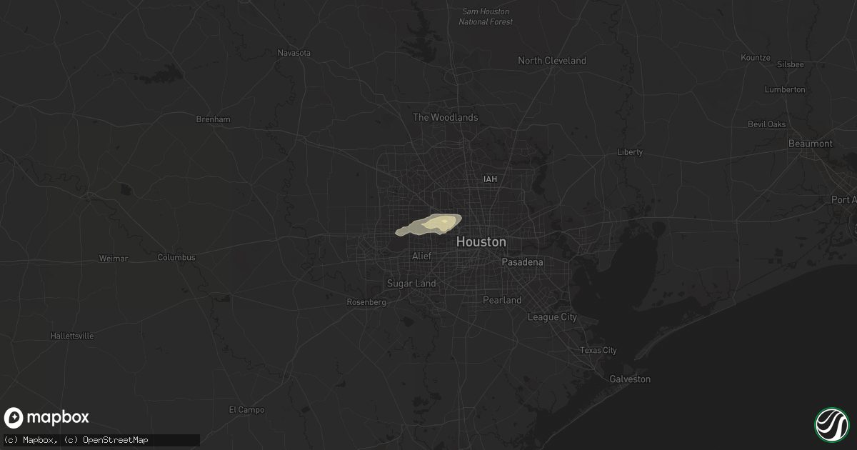 Hail map in Houston, TX on December 15, 2015