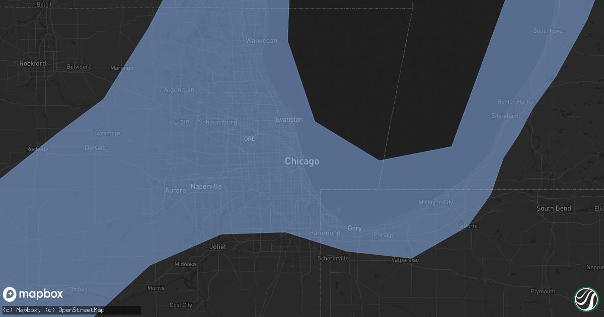 Hail map in Chicago, IL on December 15, 2021