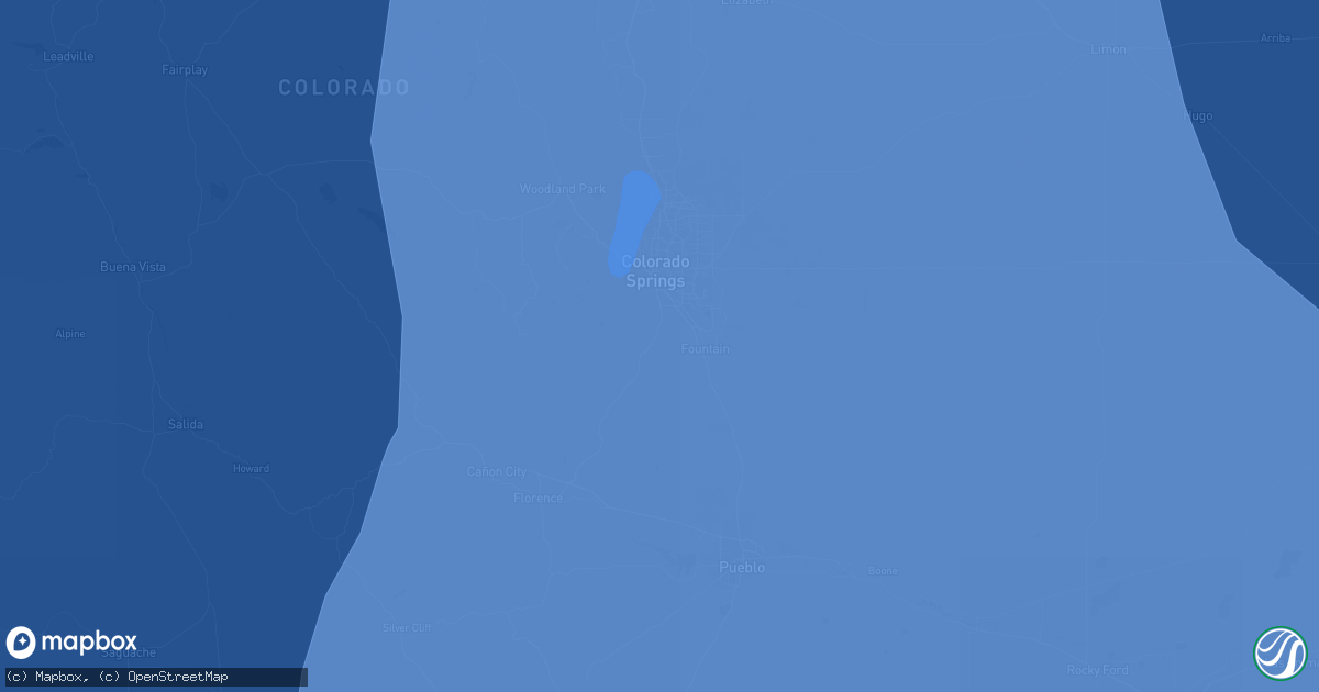 Hail map in Colorado Springs, CO on December 15, 2021