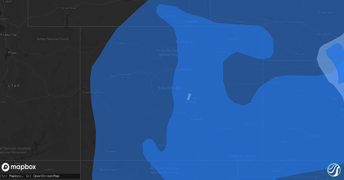Hail map in Colorado on December 15, 2021