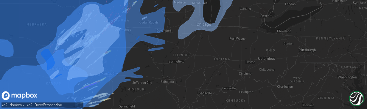 Hail map in Illinois on December 15, 2021