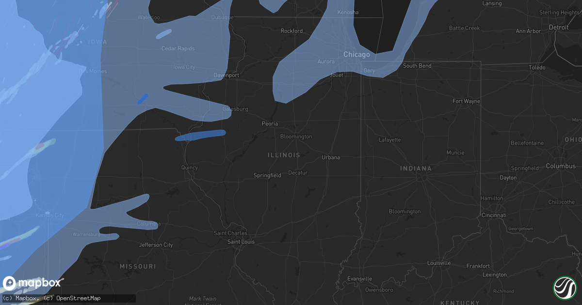 Hail map in Illinois on December 15, 2021