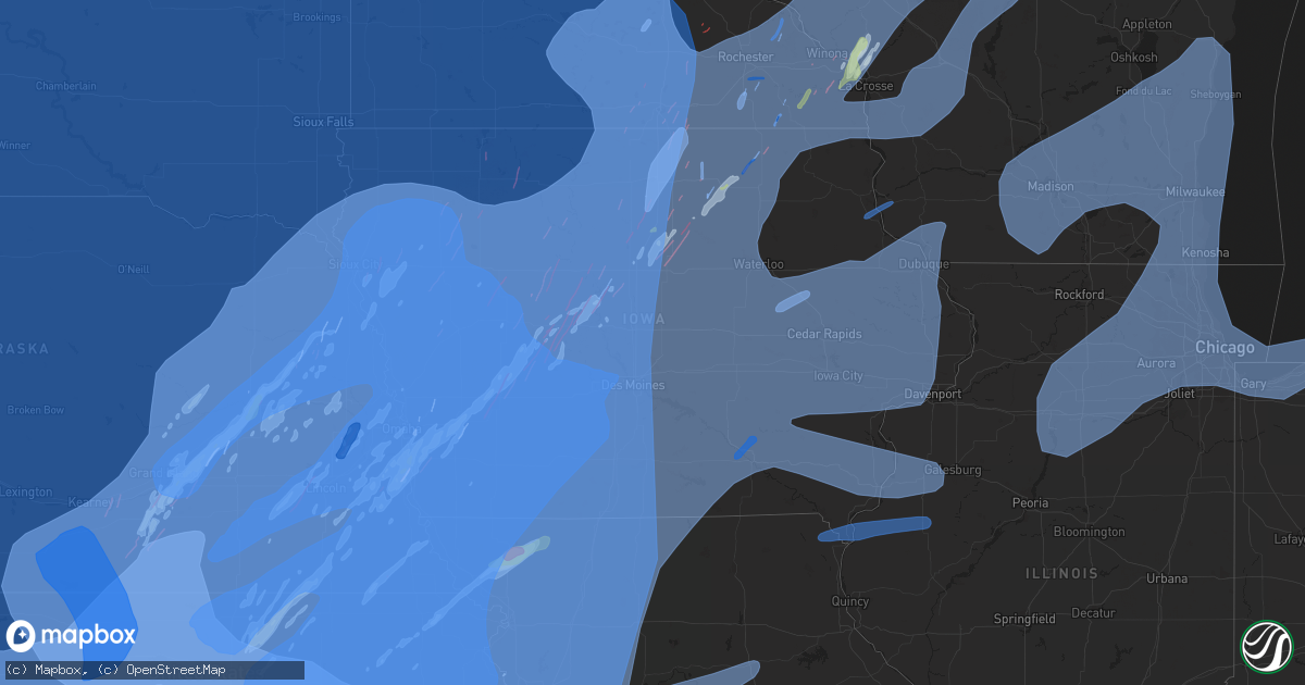 Hail map in Iowa on December 15, 2021
