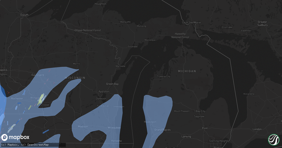 Hail map in Michigan on December 15, 2021