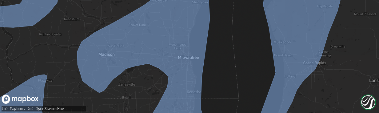 Hail map in Milwaukee, WI on December 15, 2021