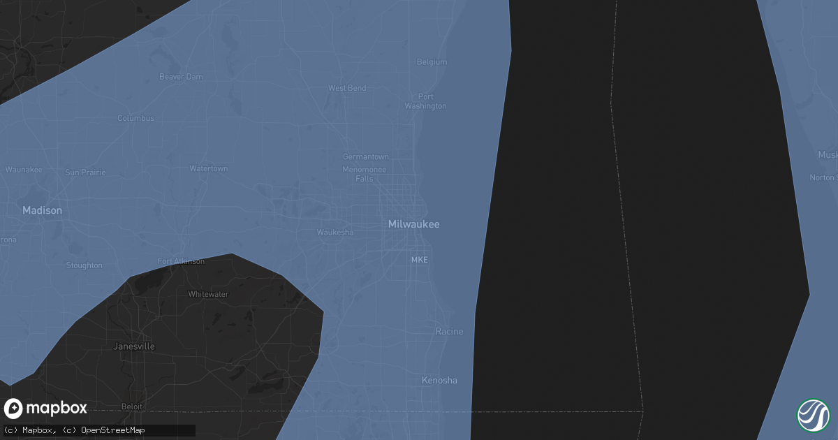 Hail map in Milwaukee, WI on December 15, 2021