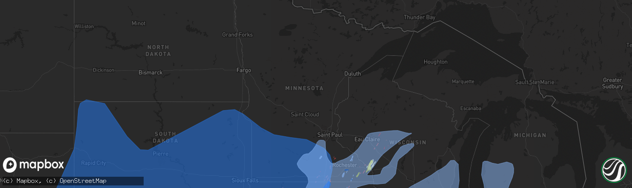 Hail map in Minnesota on December 15, 2021