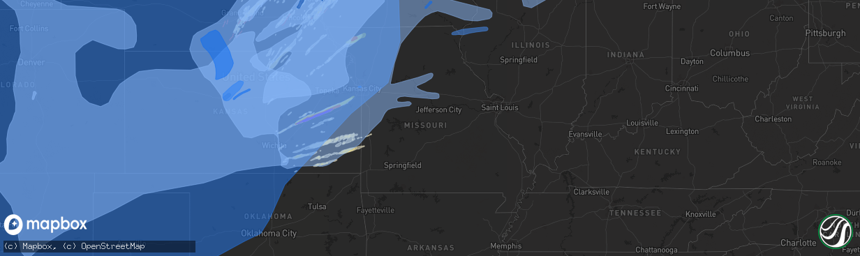 Hail map in Missouri on December 15, 2021