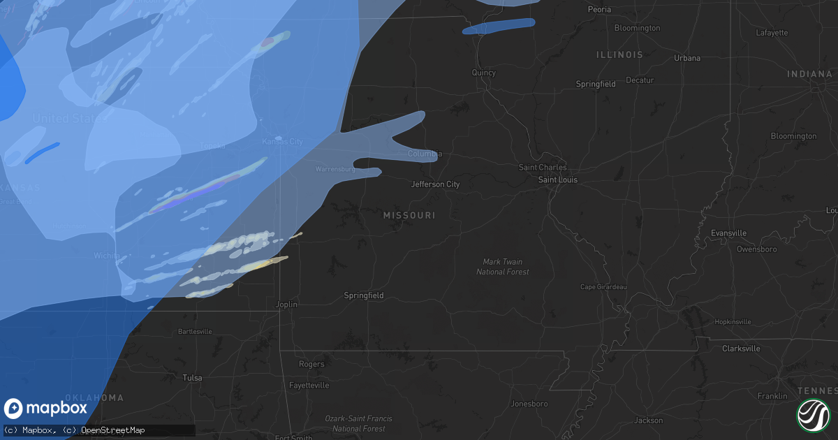 Hail map in Missouri on December 15, 2021