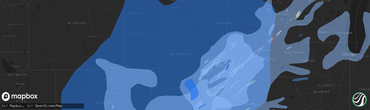 Hail map in Nebraska on December 15, 2021