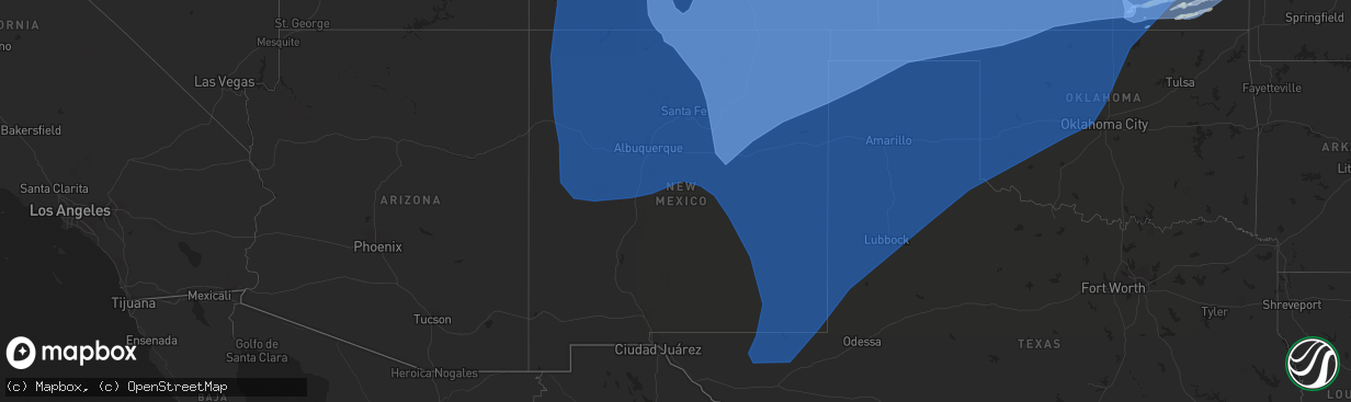 Hail map in New Mexico on December 15, 2021