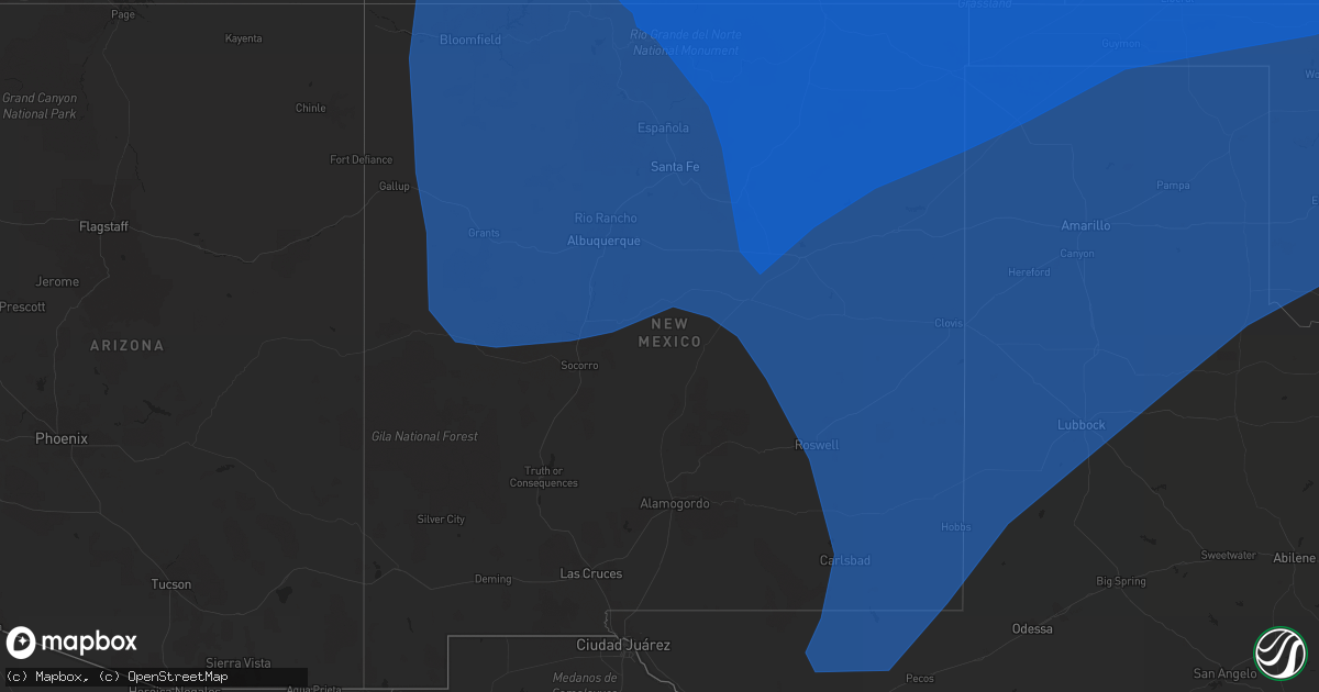 Hail map in New Mexico on December 15, 2021