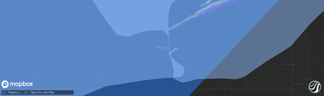 Hail map in Wichita, KS on December 15, 2021