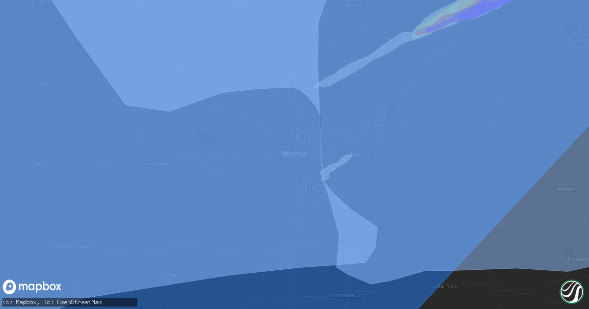 Hail map in Wichita, KS on December 15, 2021