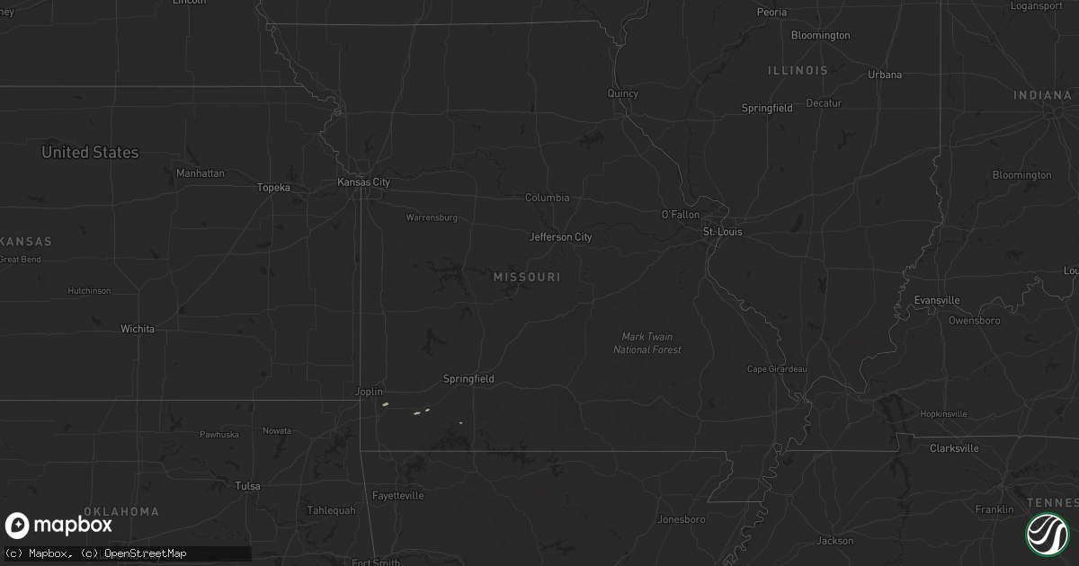 Hail map in Missouri on December 15, 2024