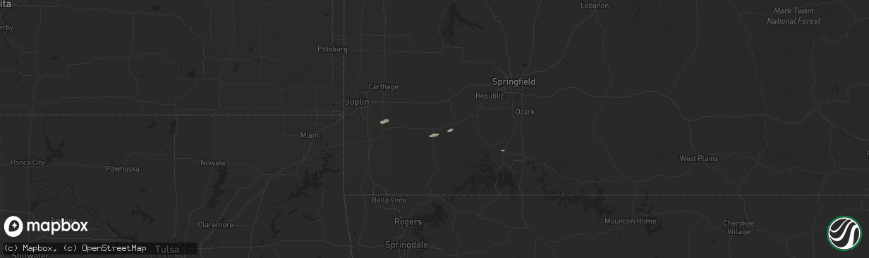 Hail map in Monett, MO on December 15, 2024