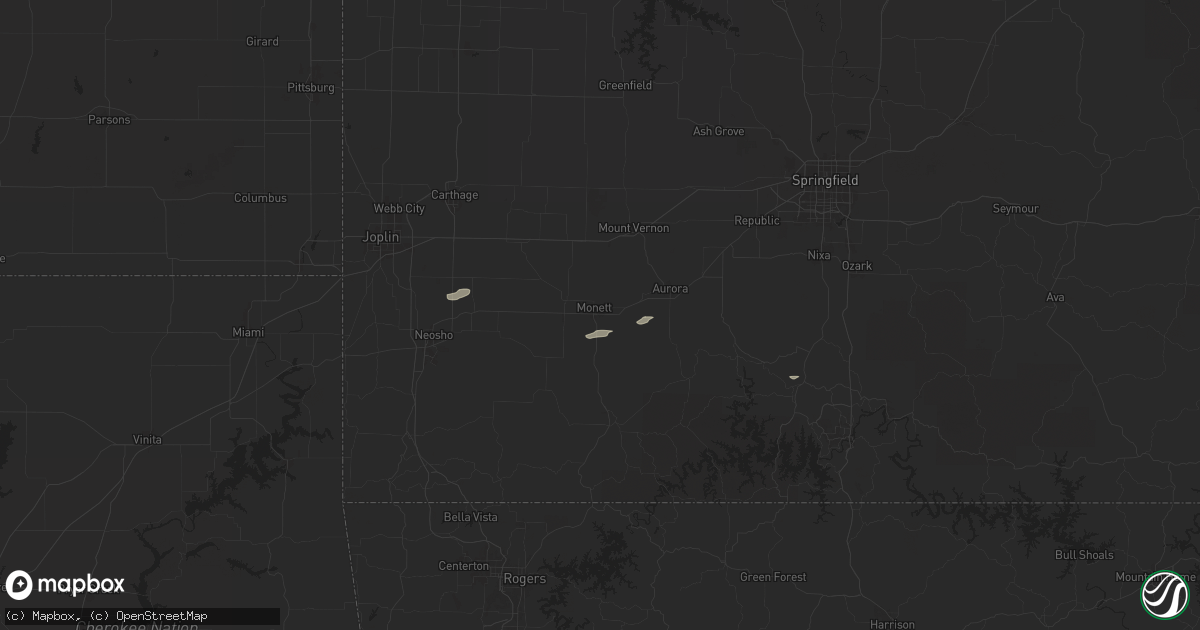 Hail map in Monett, MO on December 15, 2024