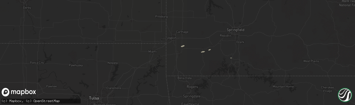 Hail map in Neosho, MO on December 15, 2024