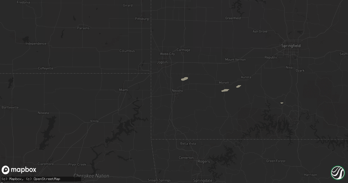 Hail map in Neosho, MO on December 15, 2024