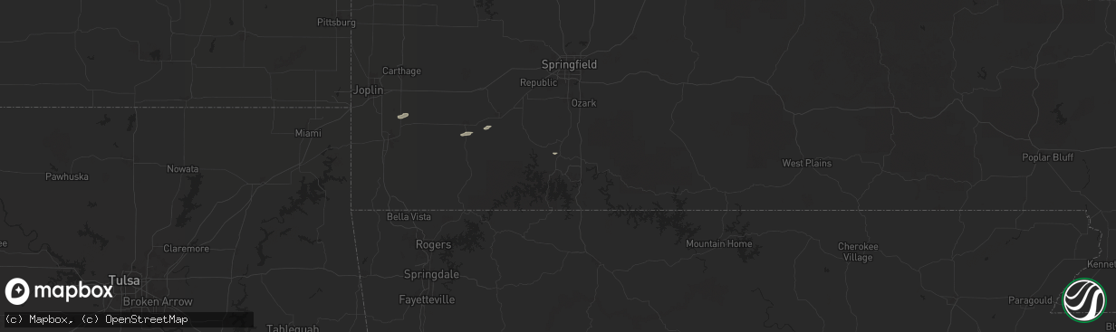 Hail map in Reeds Spring, MO on December 15, 2024