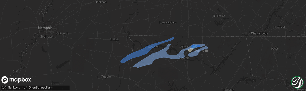 Hail map in Florence, AL on December 16, 2019