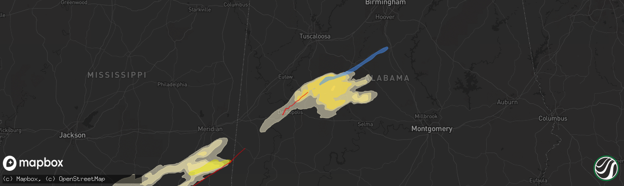 Hail map in Greensboro, AL on December 16, 2019