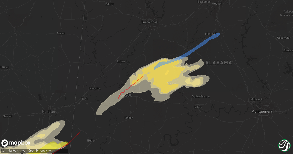 Hail map in Greensboro, AL on December 16, 2019