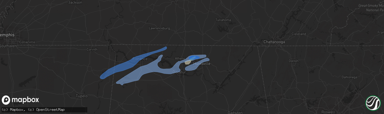 Hail map in Harvest, AL on December 16, 2019