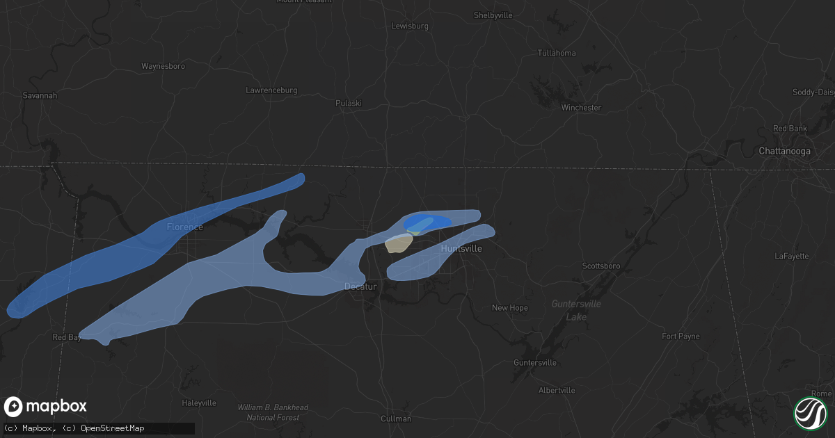 Hail map in Harvest, AL on December 16, 2019