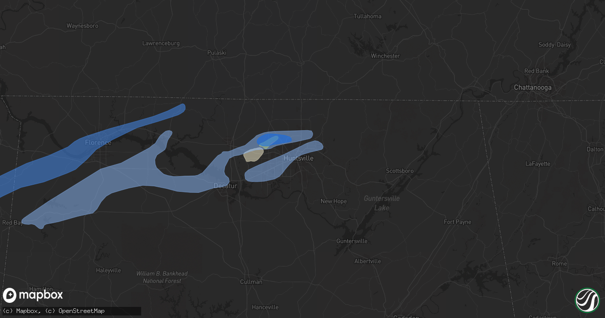 Hail map in Huntsville, AL on December 16, 2019