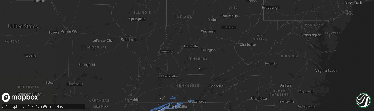 Hail map in Kentucky on December 16, 2019