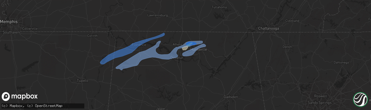 Hail map in Madison, AL on December 16, 2019