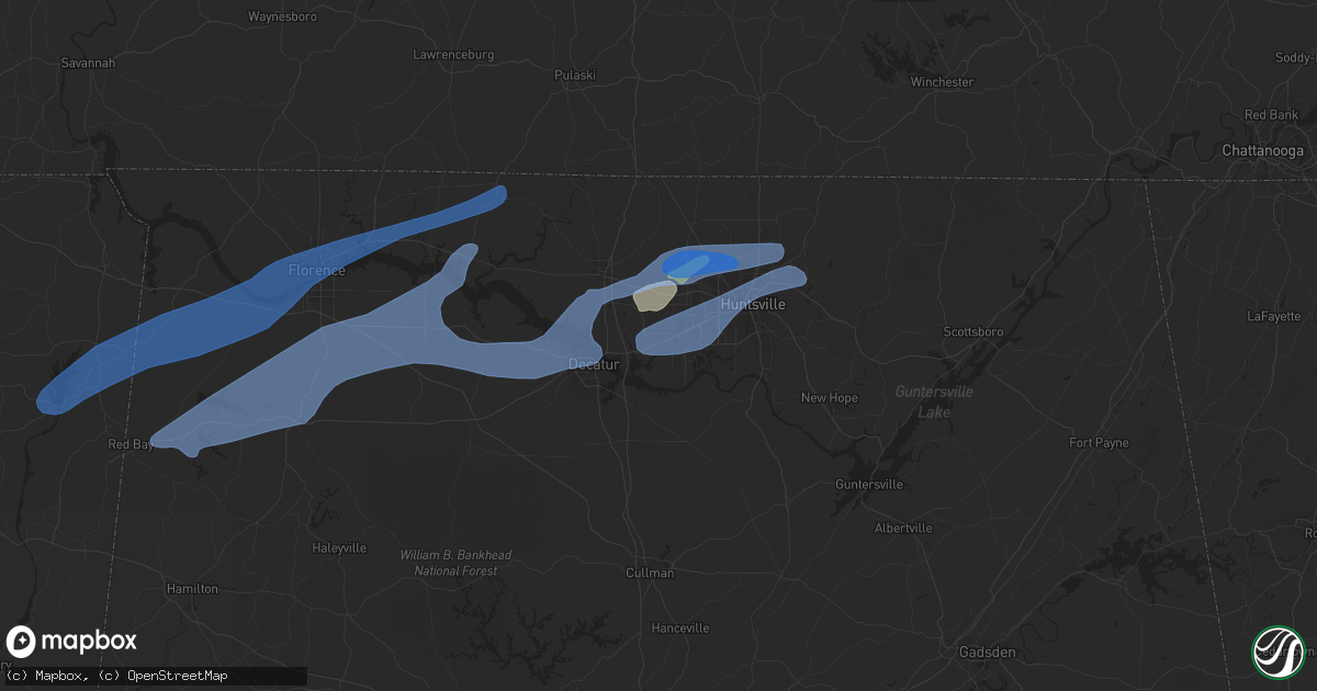 Hail map in Madison, AL on December 16, 2019