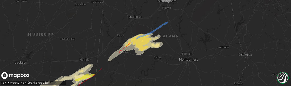 Hail map in Marion, AL on December 16, 2019