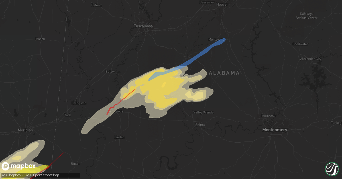 Hail map in Marion, AL on December 16, 2019