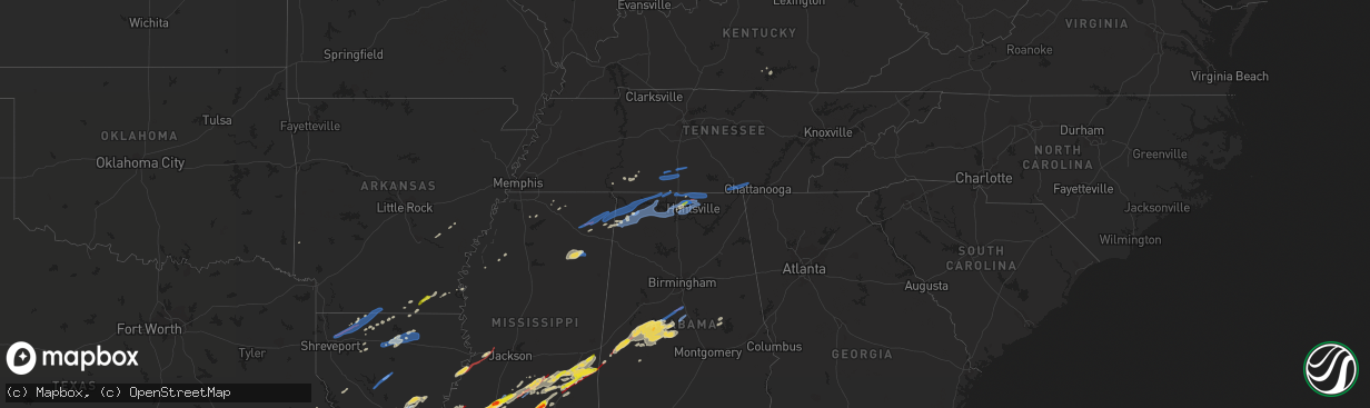 Hail map on December 16, 2019