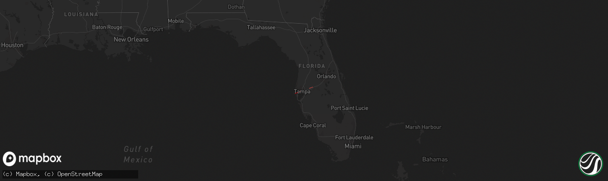 Hail map in Florida on December 16, 2020