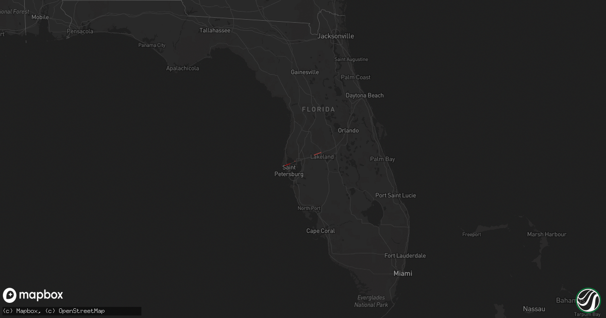 Hail map in Florida on December 16, 2020