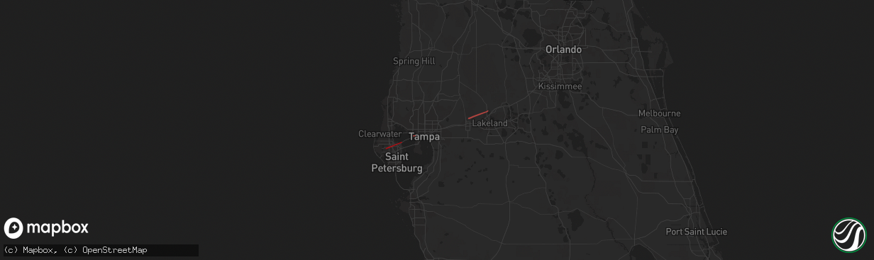 Hail map in Plant City, FL on December 16, 2020