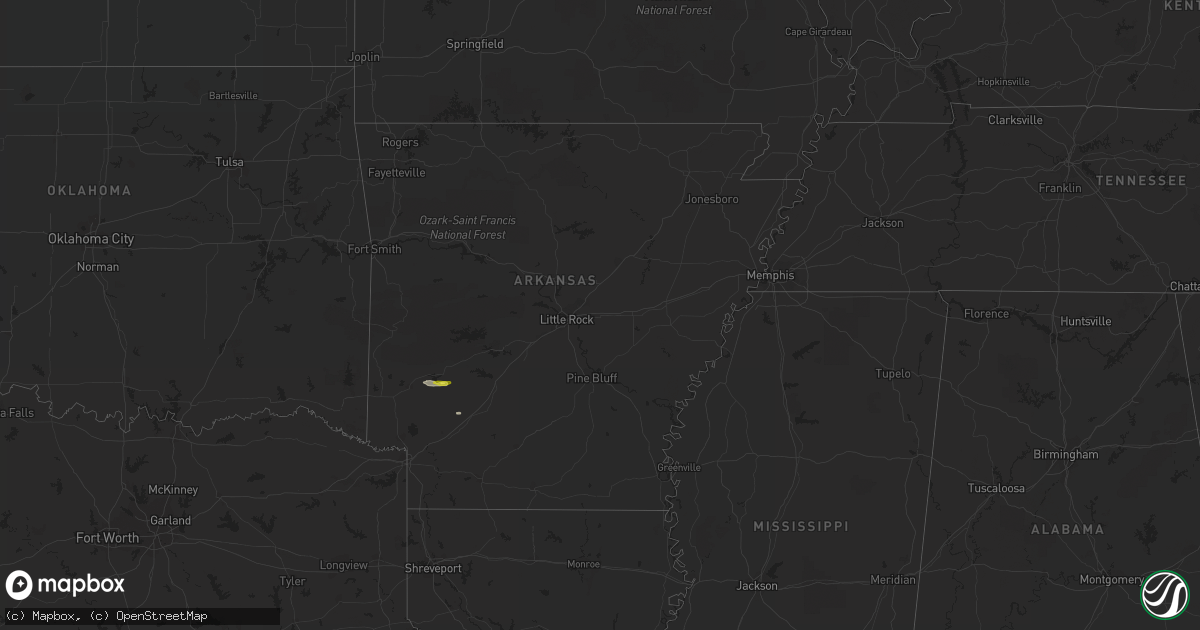Hail map in Arkansas on December 16, 2021