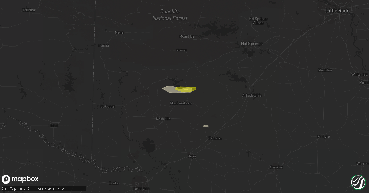 Hail map in Murfreesboro, AR on December 16, 2021