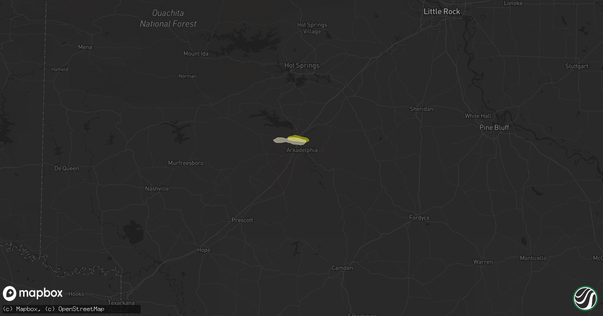 Hail map in Arkadelphia, AR on December 16, 2024