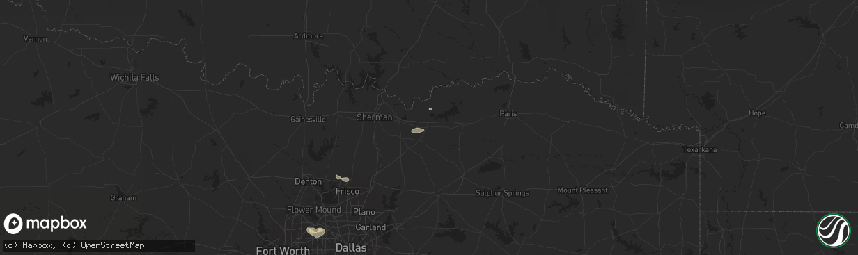 Hail map in Bonham, TX on December 16, 2024