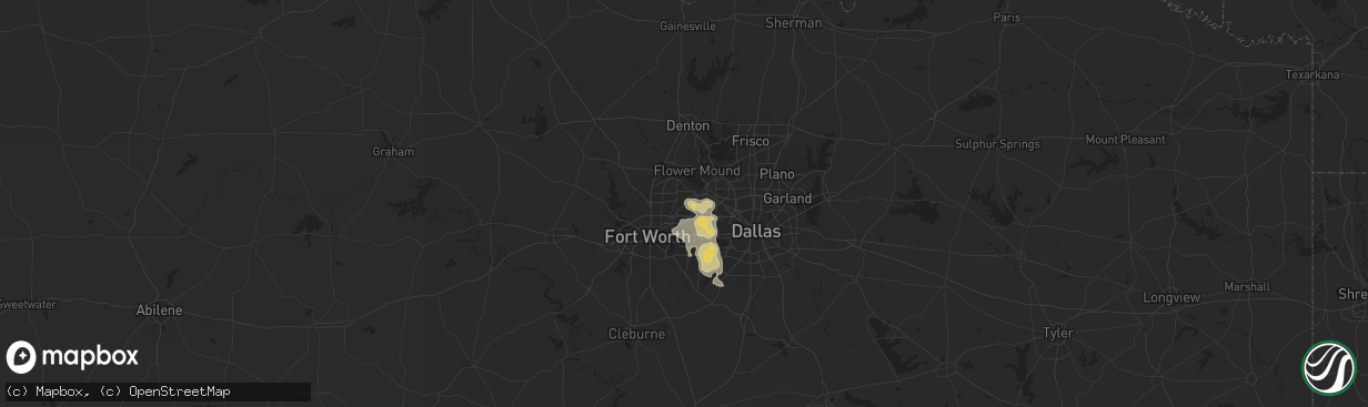 Hail map in Colleyville, TX on December 16, 2024